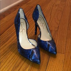 Blue Snake Skin Heels